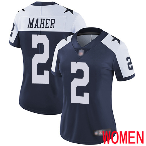 Women Dallas Cowboys Limited Navy Blue Brett Maher Alternate 2 Vapor Untouchable Throwback NFL Jersey